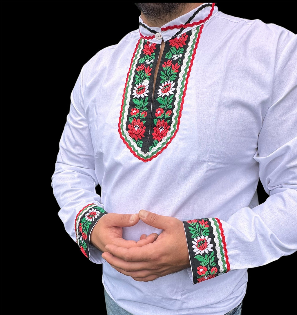 Мъжка народна риза с шевица  “Българска гордост  “ Бяла