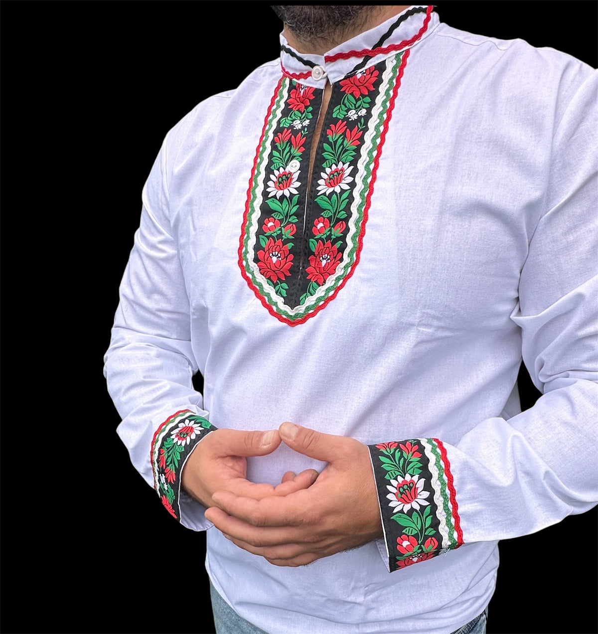 Мъжка народна риза с шевица  “Българска гордост  “ Бяла