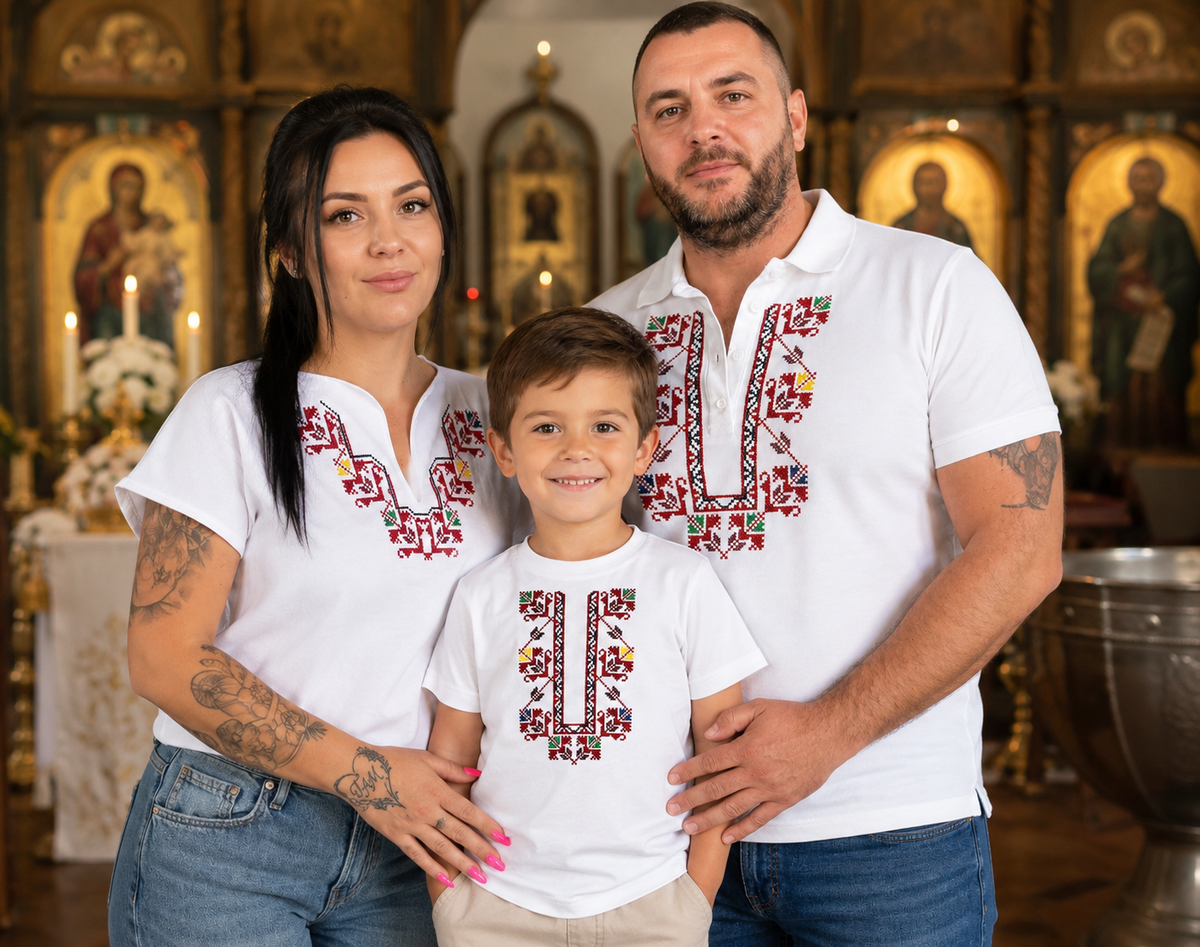 Дамска тениска с българска шевица „Закрила“ Бяла